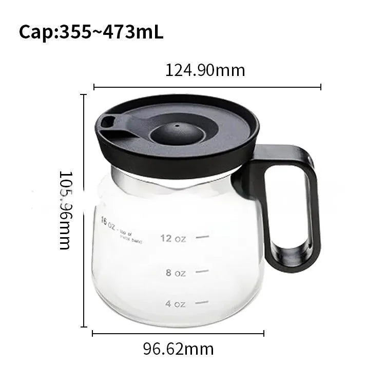 Transparent borosilicate glass stovetop coffee maker with a black silicone cover