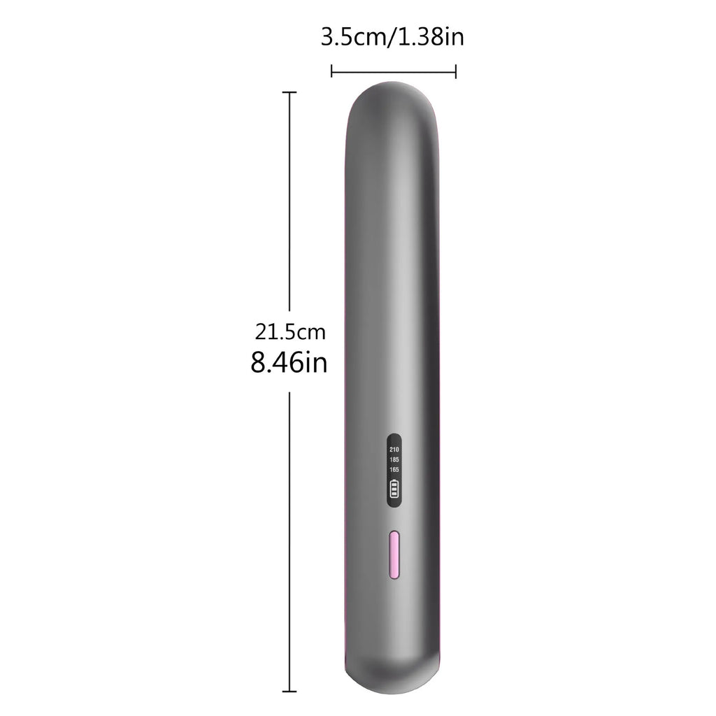 Moon shadow grey wireless hair straightener with tourmaline ceramic plates for styling bangs