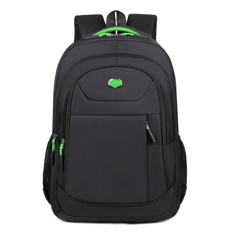 Oxford cloth business backpack with curved shoulder straps in black, blue, green, or red colour options
