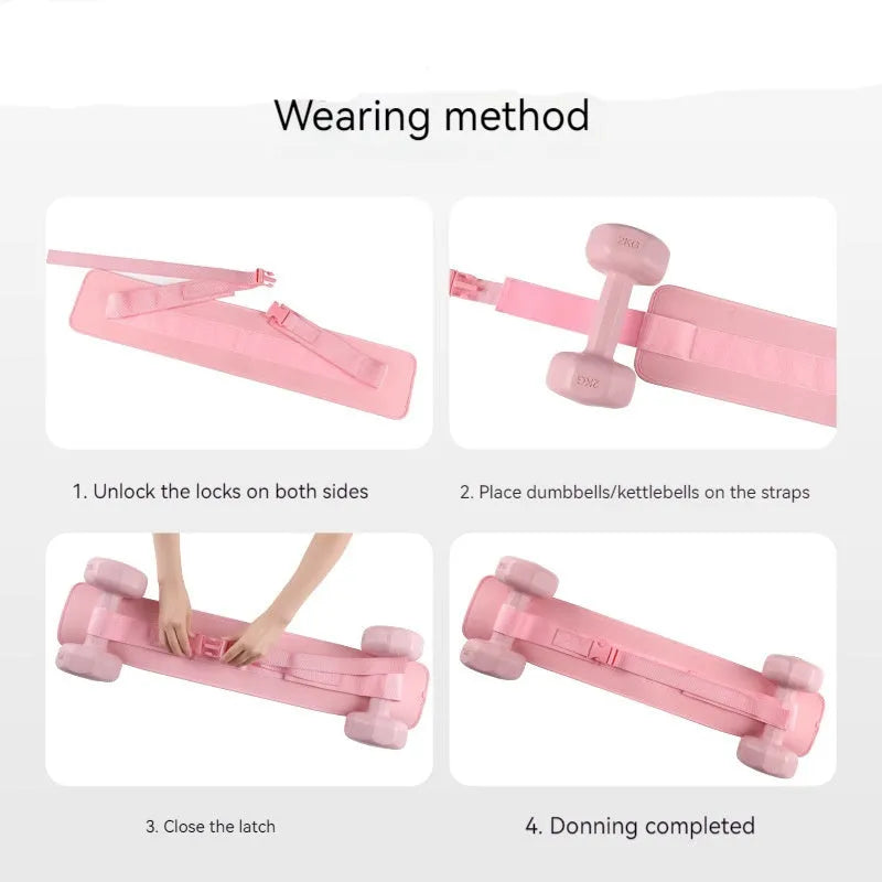Black and pink free size fitness training belt for dumbbell barbell hip bridge exercises