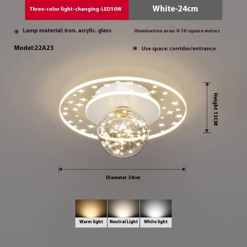 Modern LED ceiling lamp with wireless remote control for hallways in gold, black, or white finish