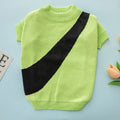 A colourful wool knit dog jumper for small breeds like a Corgi, shown in light green and other colour options.