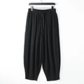 Linen harem pants for overweight men with ankle ties, elasticated waist, in khaki colour, size 3XL
