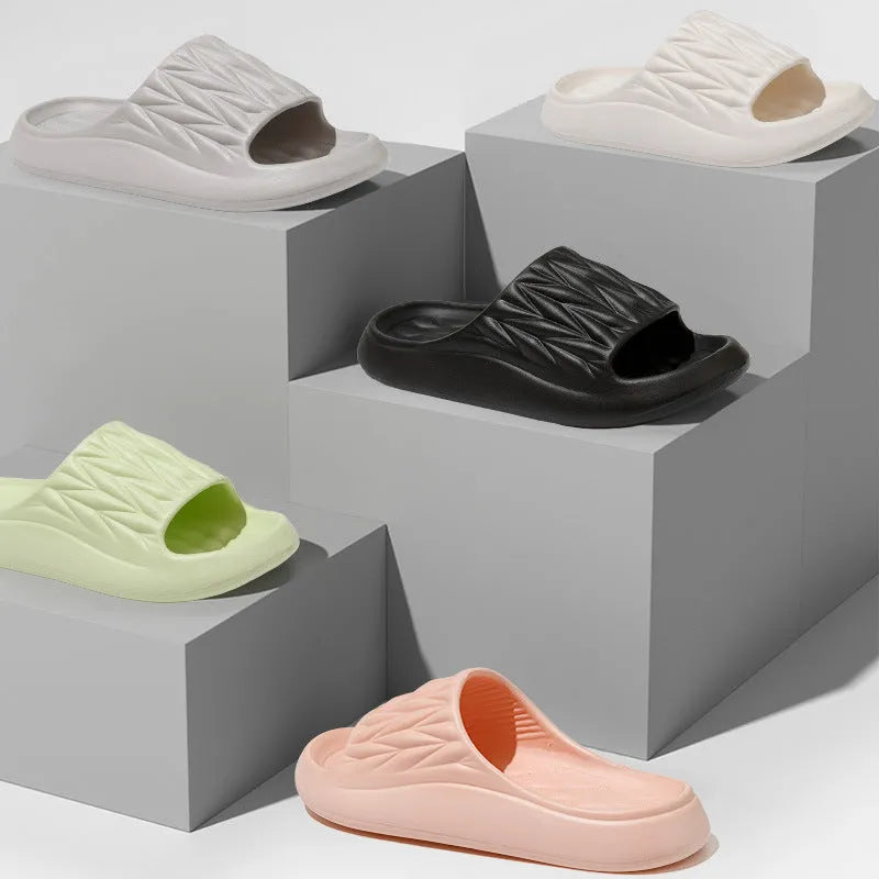 Leaf texture pattern EVA house slippers in assorted colours with non-slip soles
