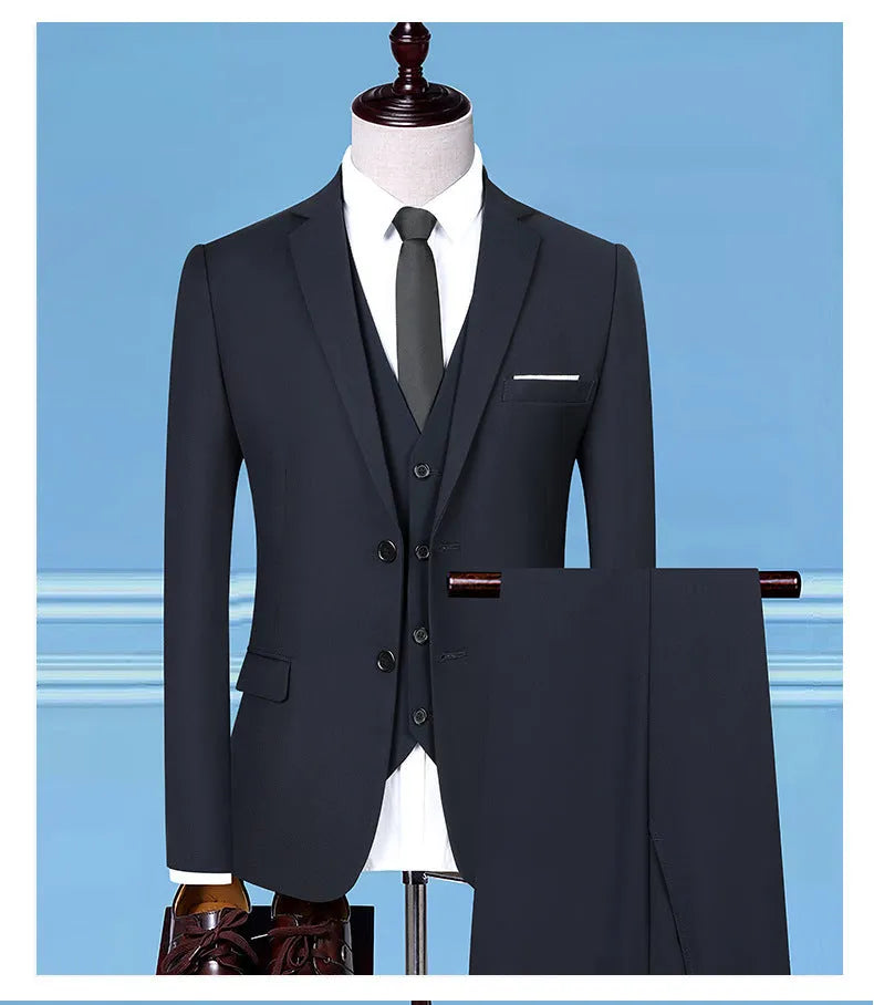 Men's slim fit business casual vest in cotton blend fabric for wedding formal wear