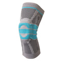 Sky blue silicone and elastic fibre knee pads for running and basketball sports.