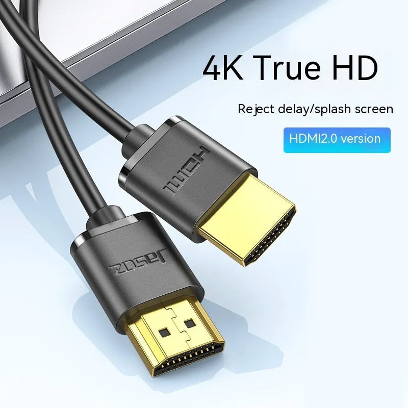 HDMI cable with gold connectors and thin flexible black cable in various lengths