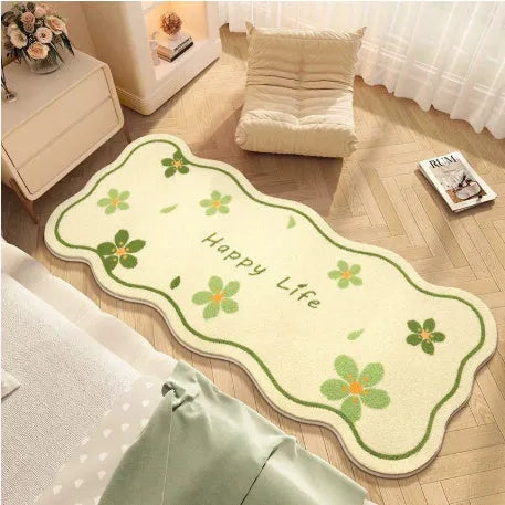 Flower shaped cashmere bedside blanket with cartoon alien print and floral patterns