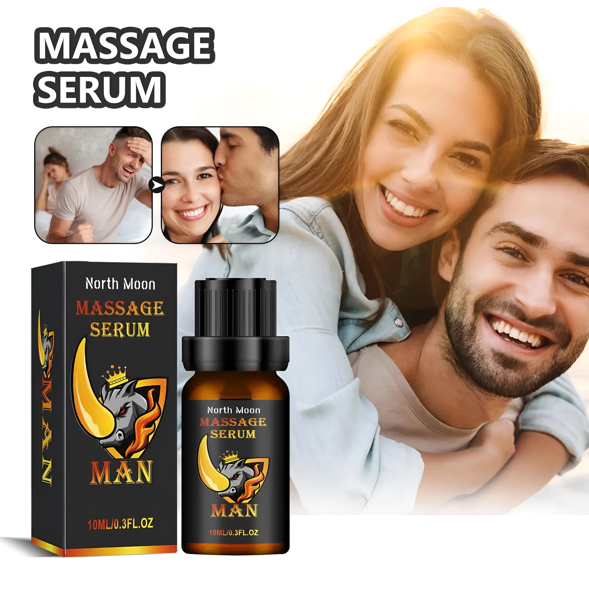 10ml bottle of men's body care essential oil for external massage with endurance and vitality benefits