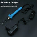 Blue electric heating cutter pen with metal blade for cutting foam and pearl cotton.