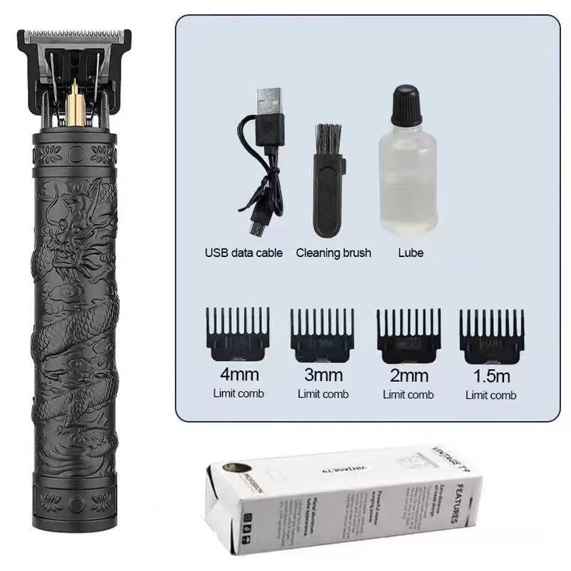 Rechargeable electric hair clipper with plastic body and washable blade in black finish