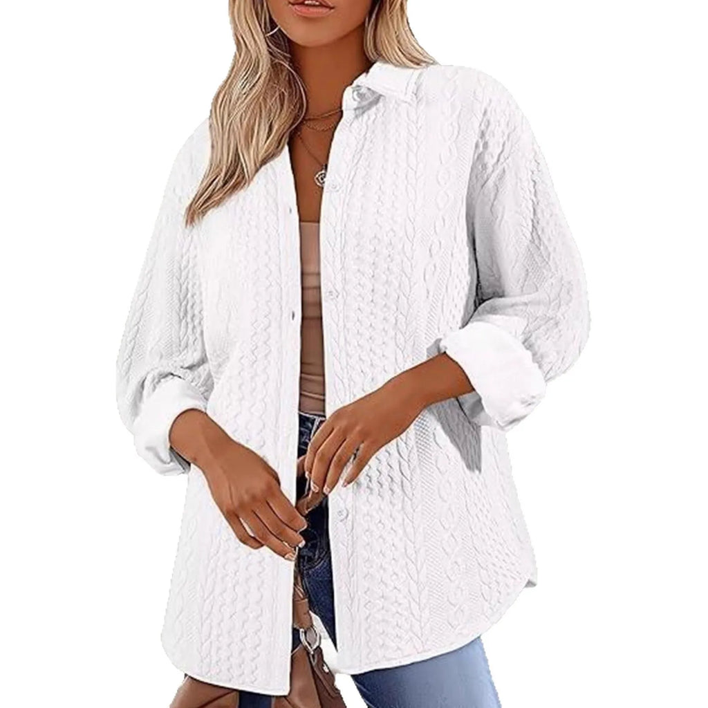Women's solid colour knitted cardigan in black, shown open-front with long sleeves and contrast trim detail.