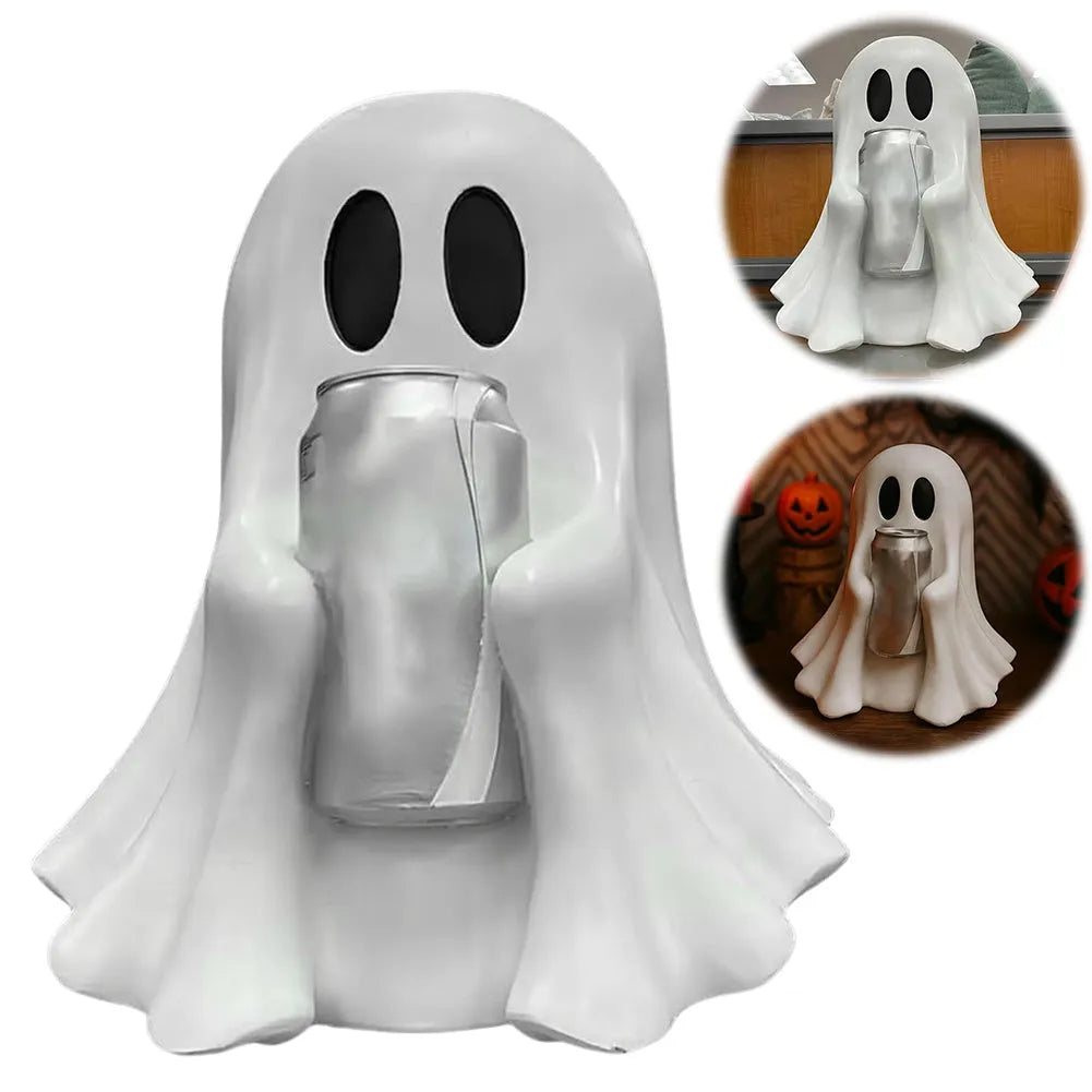 Funny ghost drink holder decoration in plastic resin, 15cm or 20cm sizes, Halloween style