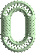 Blue O-ring shaped rubber dog chewing toy for aggressive chewers dental benefits