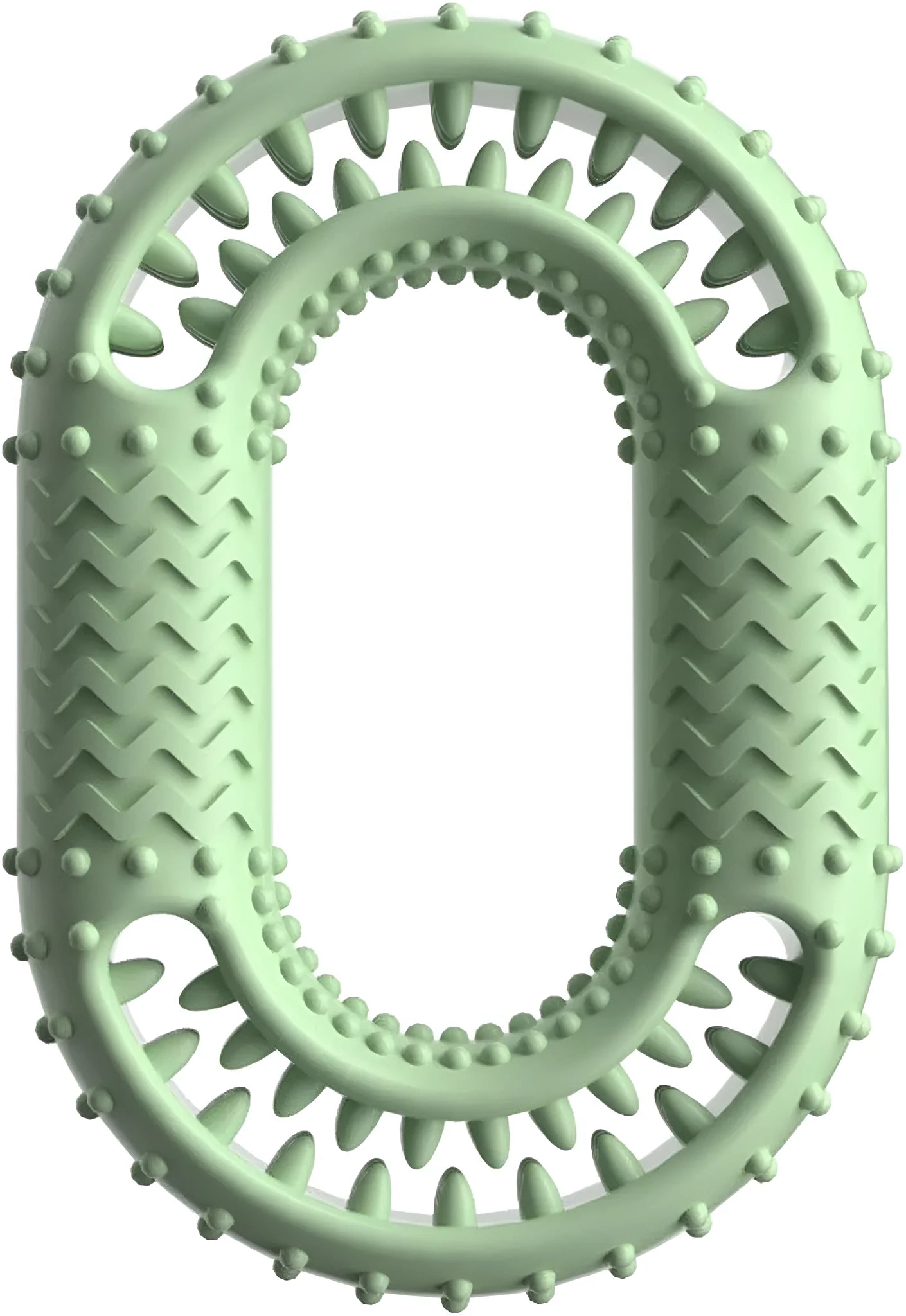Blue O-ring shaped rubber dog chewing toy for aggressive chewers dental benefits