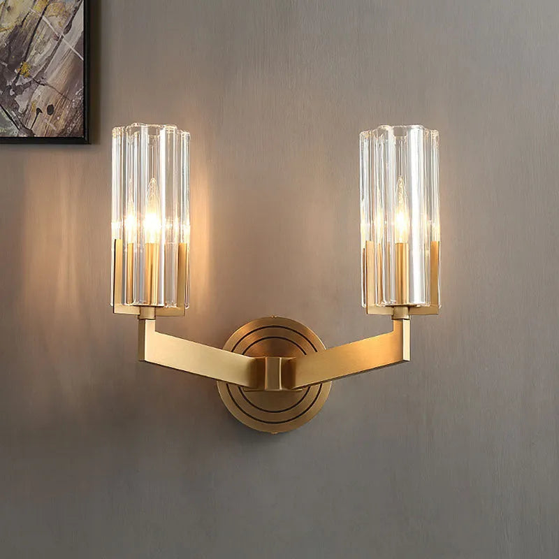 Copper Nordic wall lamp with minimalist design for bedroom bedside lighting