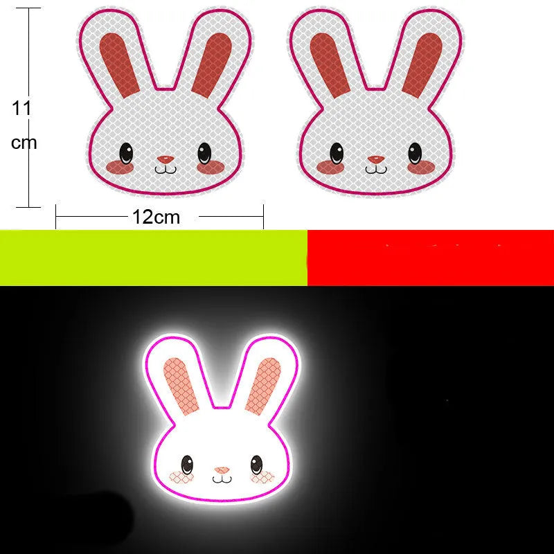 Pair of reflective warning stickers with diamond film for vehicles, approximately 9 by 5 cm
