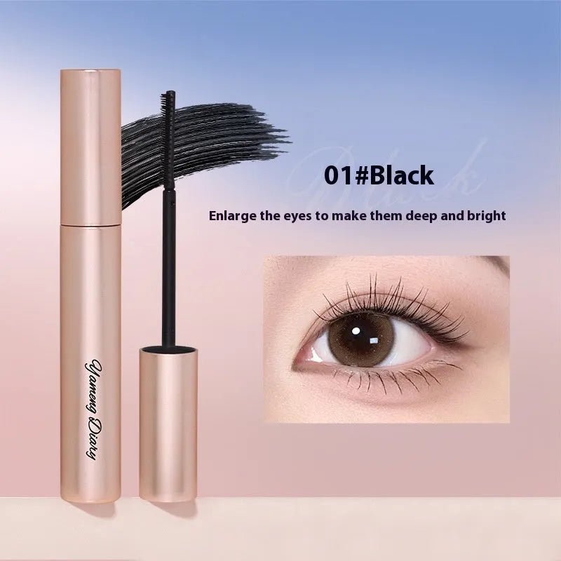 Long Curling Long-lasting Mascara tube in black or brown with applicator brush.