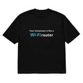 Men's black T-shirt with 3D printed cartoon pattern, loose fit short sleeve design in thin polyester fabric