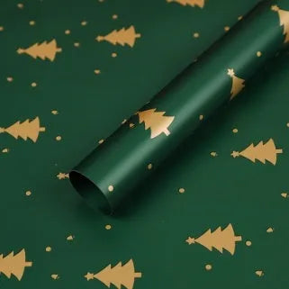 Christmas Kraft paper gift wrap with cartoon ink print, red and green patterns, 50x70cm sheet