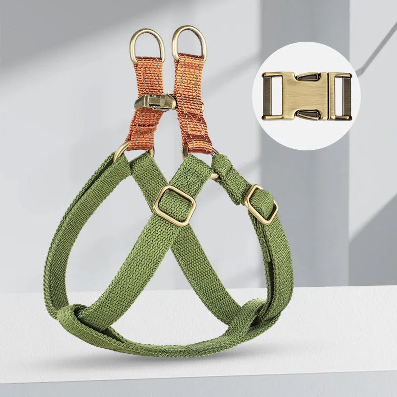 Brown vest style dog leash with alloy clip fastener for small to medium dogs