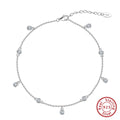Women's silver anklet with geometric zirconium pendant in gold or white gold finish.
