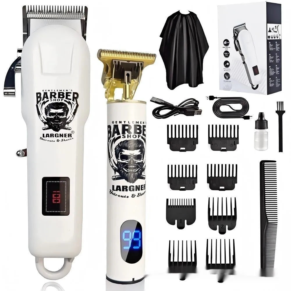 Rechargeable hair clipper kit with stainless steel cutter heads and 4-in-1 attachments