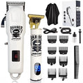 Rechargeable hair clipper kit with stainless steel cutter heads and 4-in-1 attachments