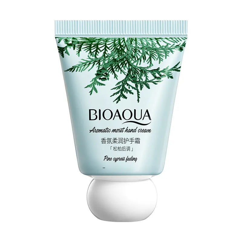 30g fragrance moisturising hand cream tube with three scent options: Dark Fragrant Sleeves, Delicate, and Pine and Cypress