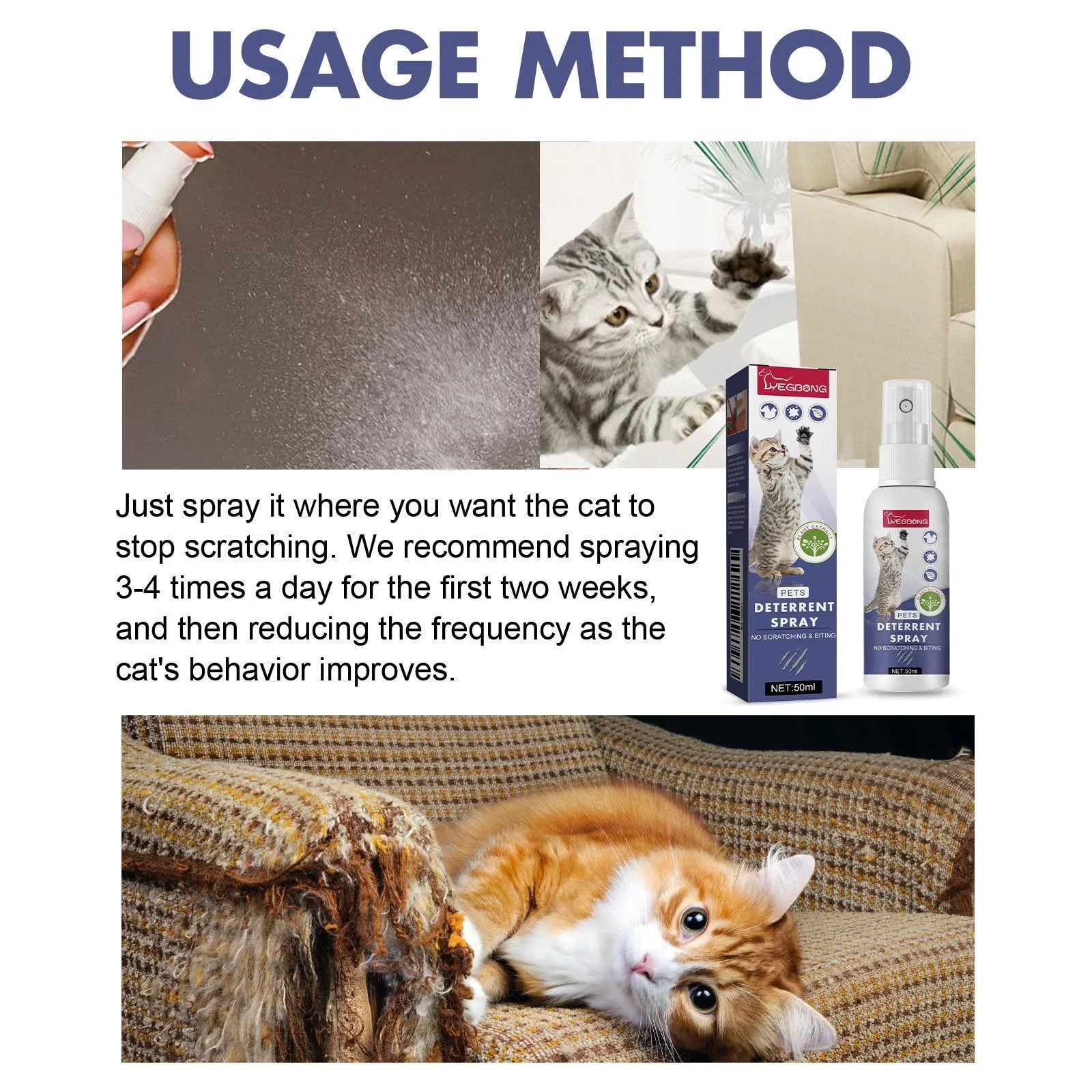 50ml pet training spray bottle in box for dogs and cats scratching doors and sofas