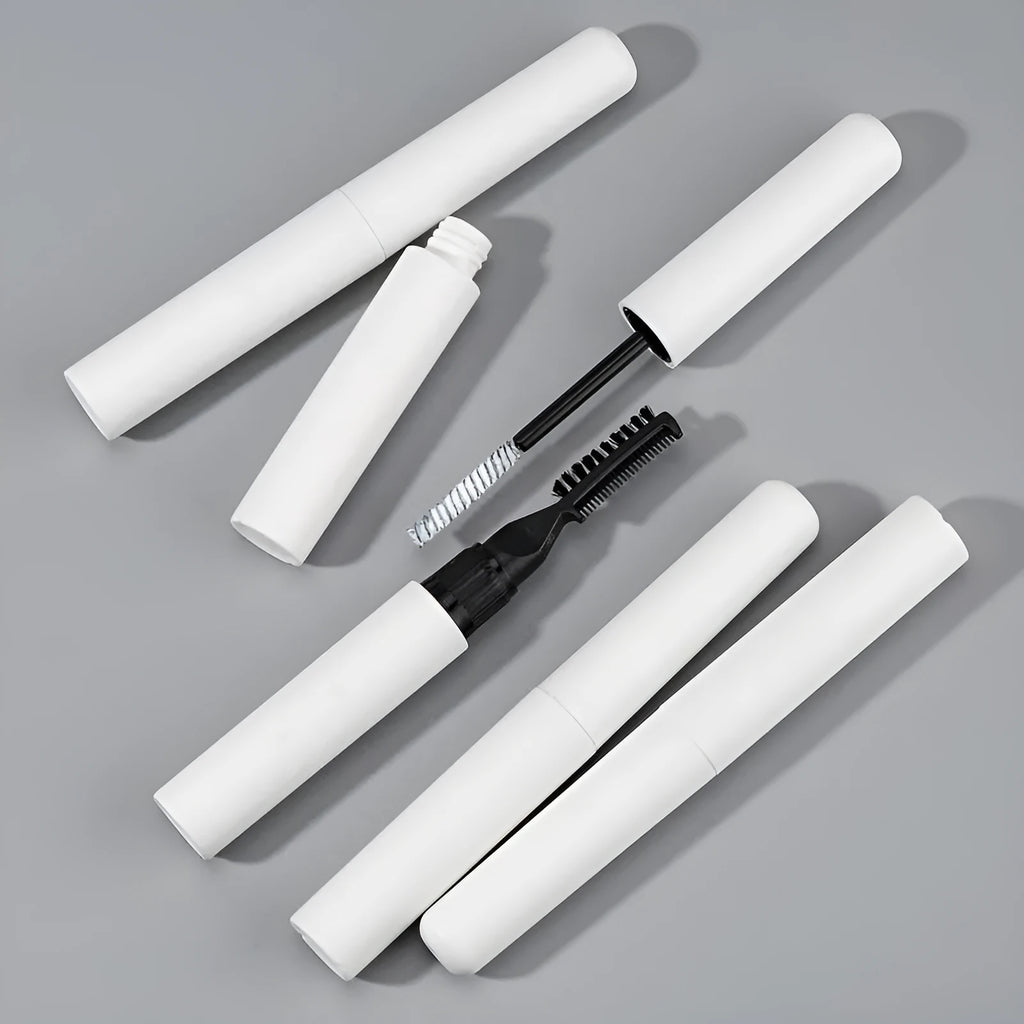 Eyebrow gel with brush applicator for natural wild eyebrow shaping in pink or white