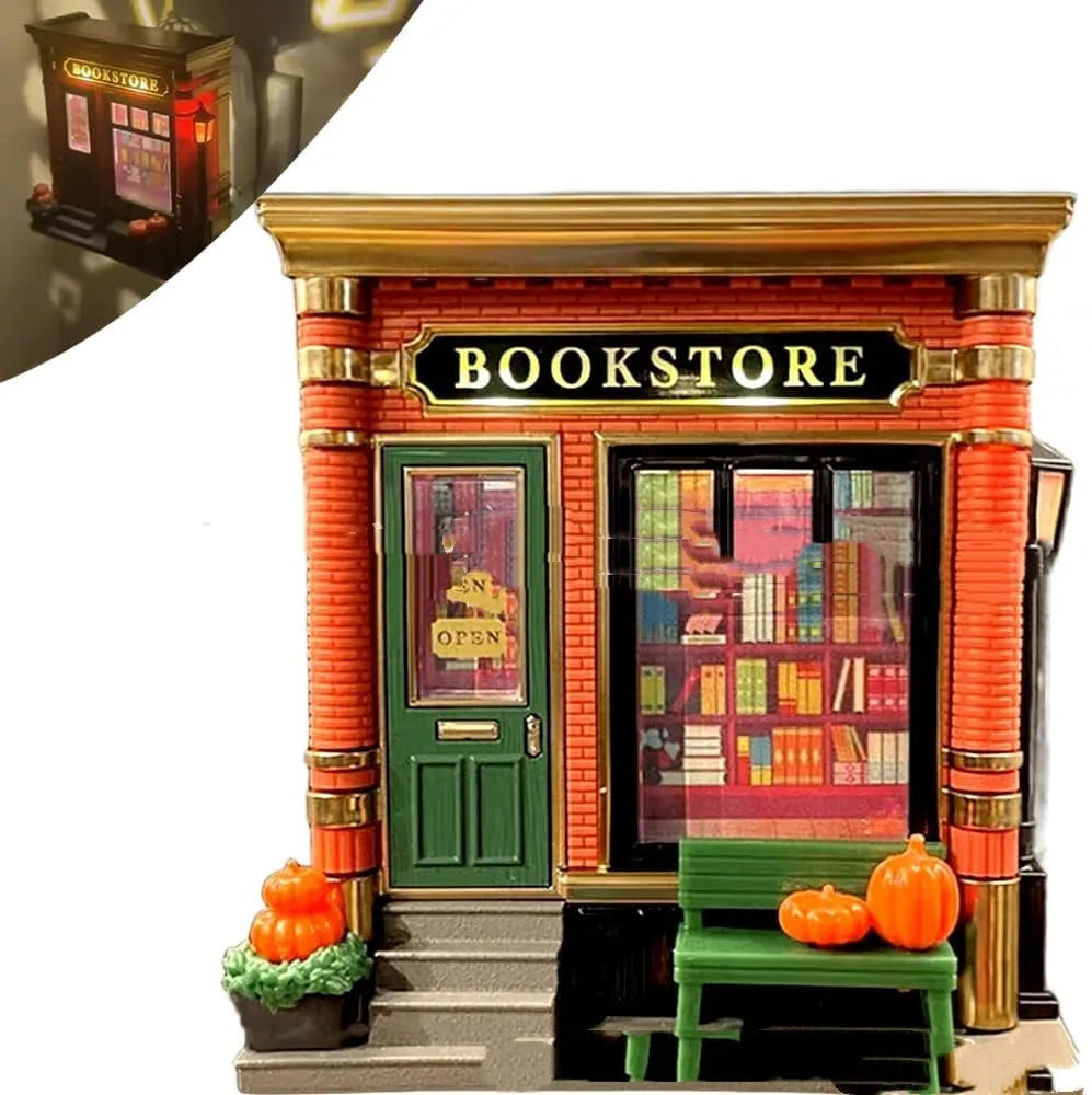 Cartoon style Christmas house LED night lamp ornament made from resin and plastic materials