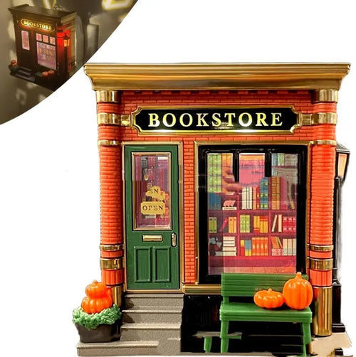 Cartoon style Christmas house LED night lamp ornament made from resin and plastic materials