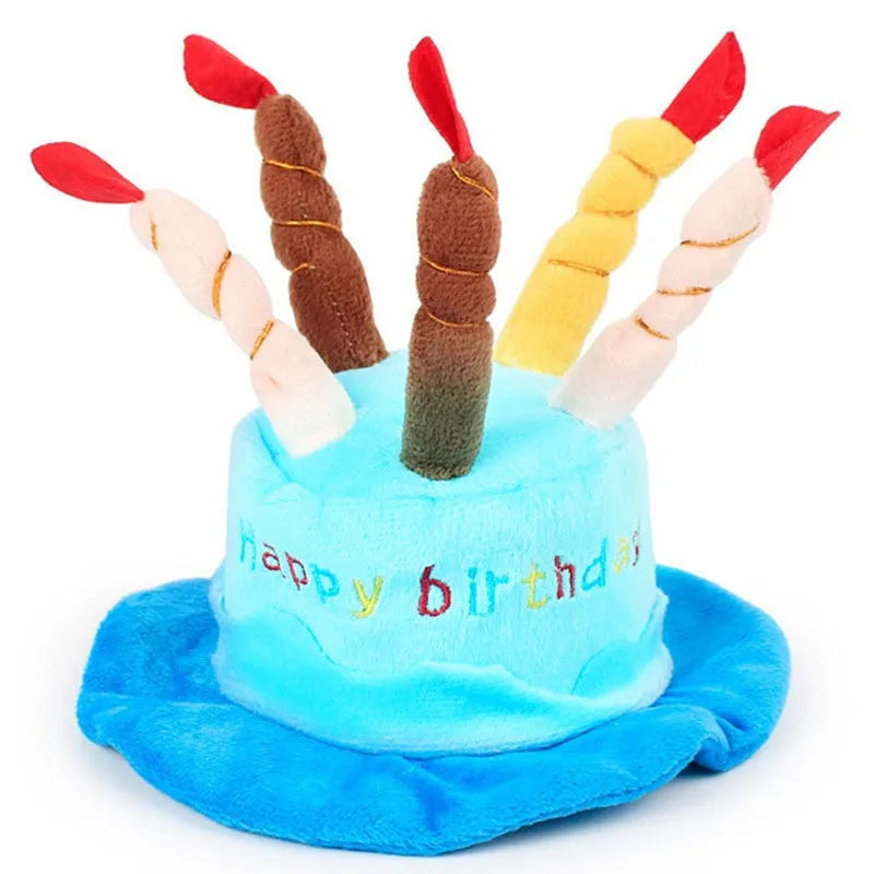Blue or pink dog birthday hat measuring 21cm for pet celebrations