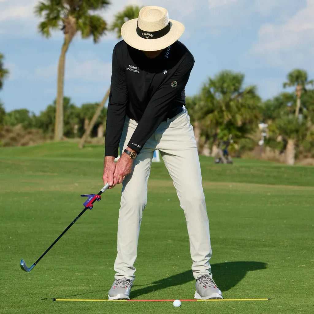 Plastic golf swing plane simulator training aid for swing practice