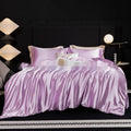 Silk bed sheet four-piece set in solid colours showing multiple size options for household bedding