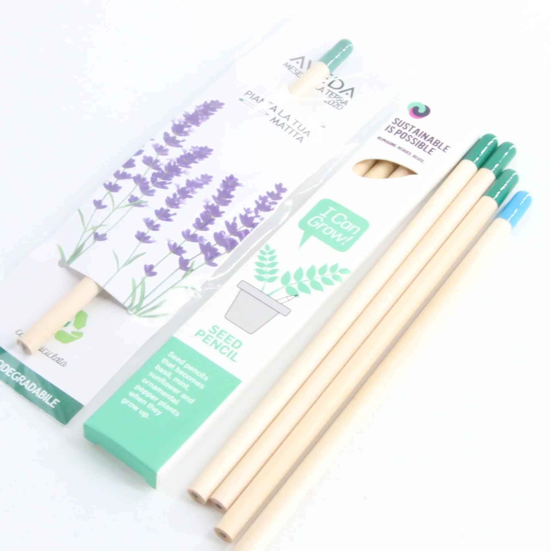 HB hardness seed pencil refill in multiple colours with degradable capsule containing plant seeds