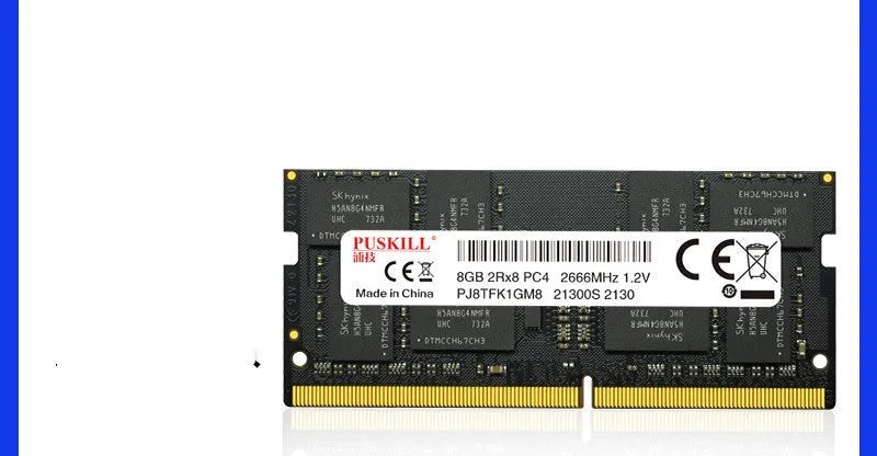 Notebook DDR4 memory bar module showing 260-pin connector and memory chips on green PCB
