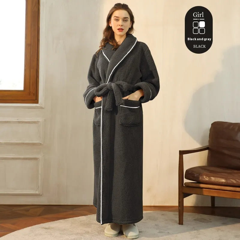 Thickened winter flannel bathrobe in Angola red available in plus sizes M, XL, XXXL