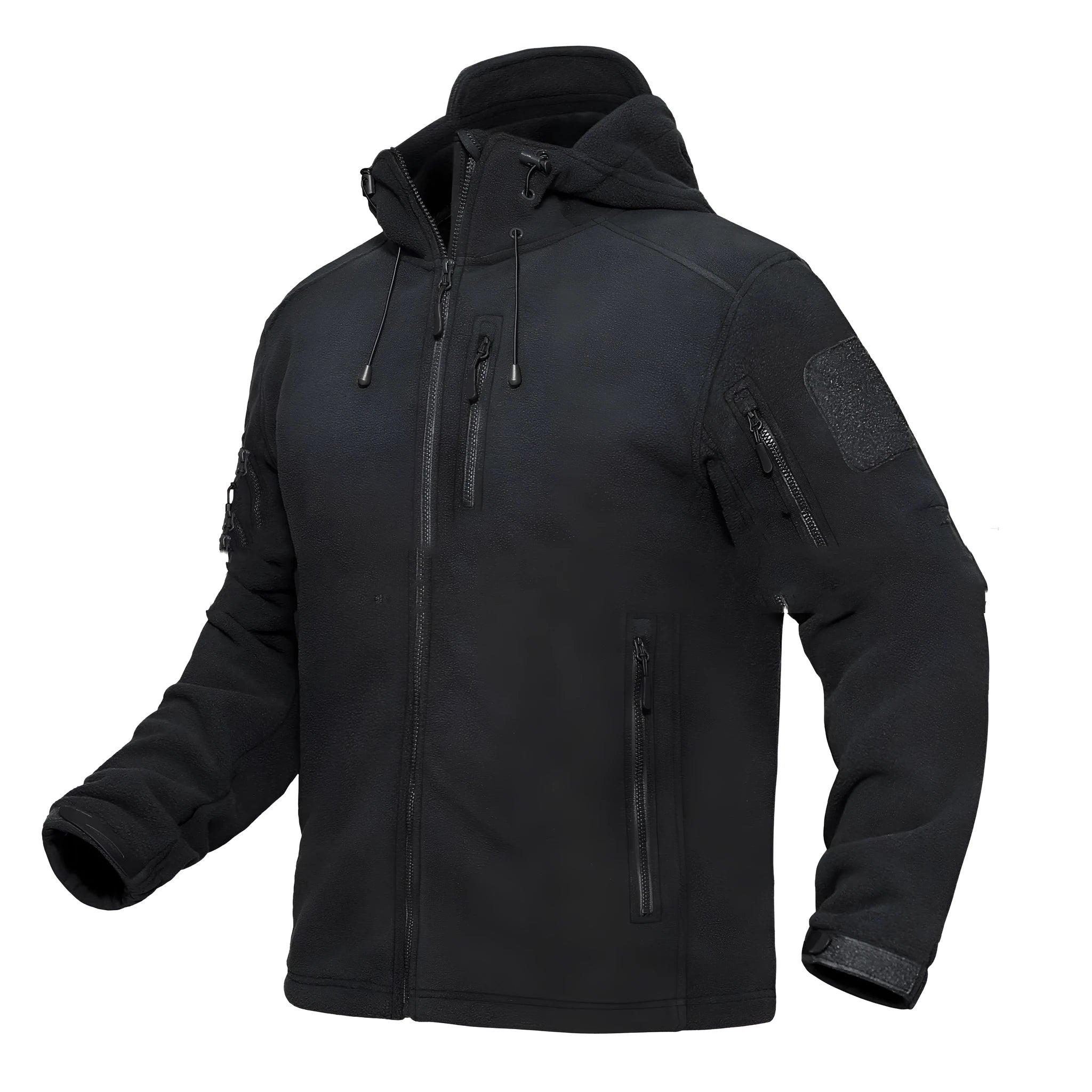 Men's hooded corduroy winter jacket in army green, long sleeves, polyester fabric