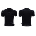 Men's slim fit cotton T-shirt with metal belt design and small stand-up collar
