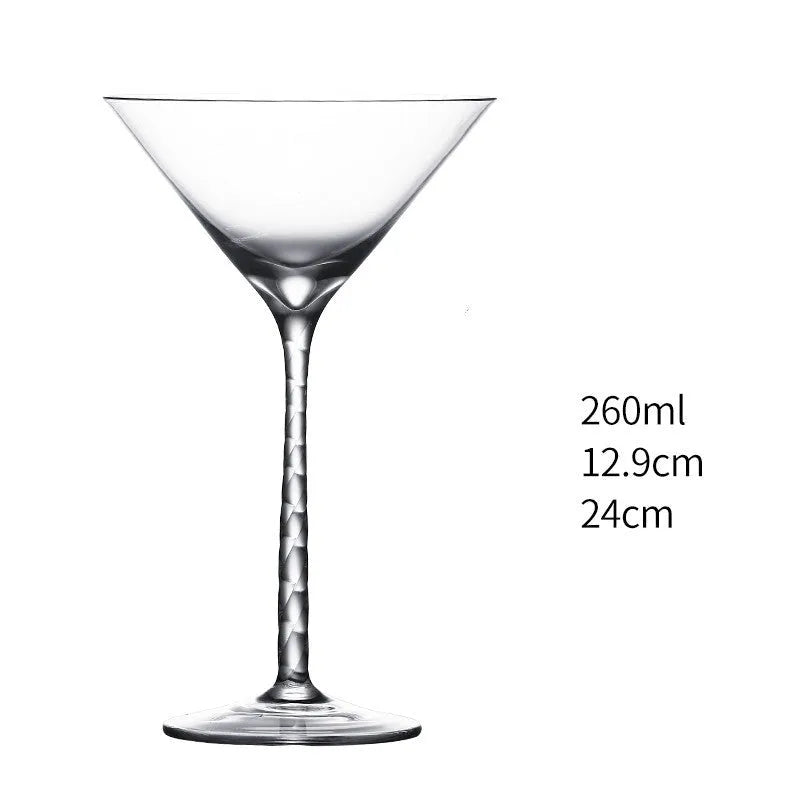 Transparent lead-free glass cocktail glass with seamless flat base and satin-board wall design