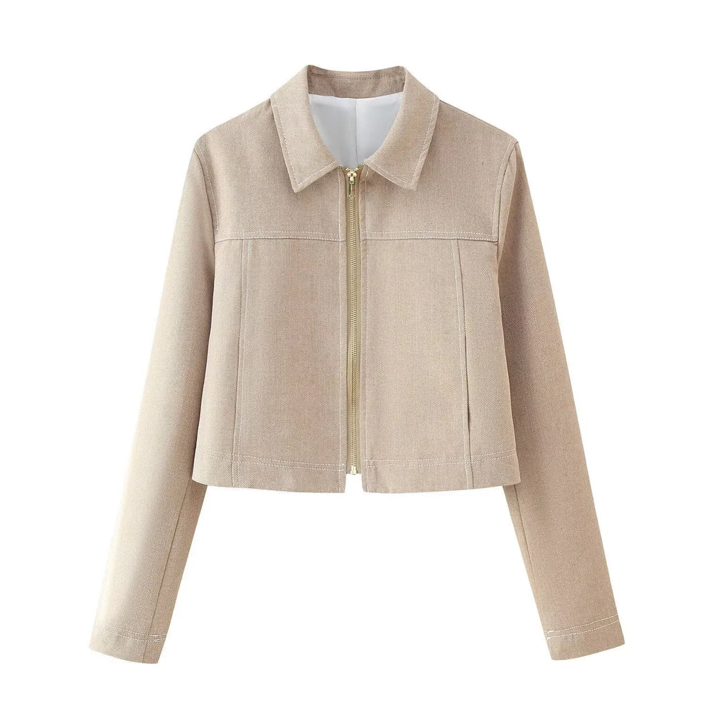 Women's herringbone pattern suit set with 3D embroidery, showing jacket and straight-leg trousers
