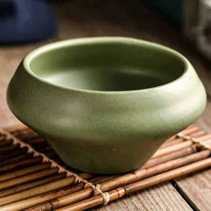 Ceramic Japanese soup bowl in tall design with underglaze pattern