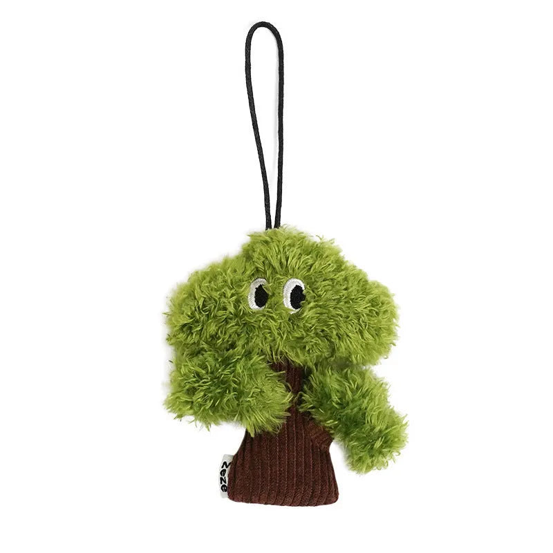 Green pine tree shaped cat toy with hanging loop for biting and interactive play