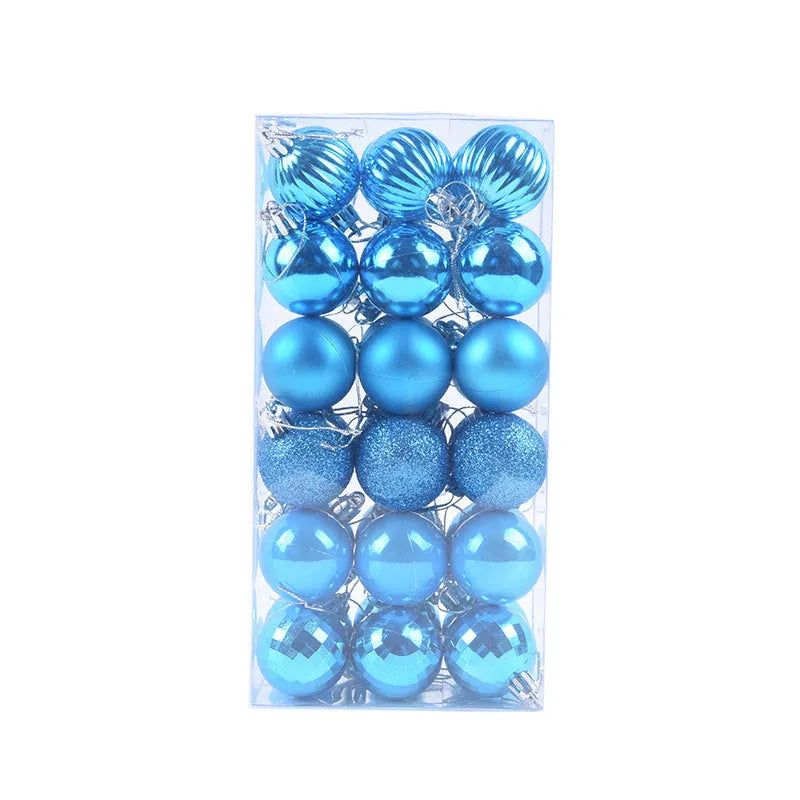 36 assorted Christmas balls in a whole box, each 4cm diameter, multicolour
