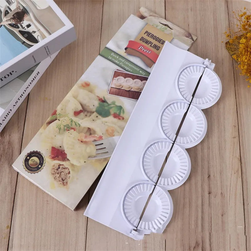 Pure white ABS plastic dumpling maker on a kitchen counter, compact design, modern simple style