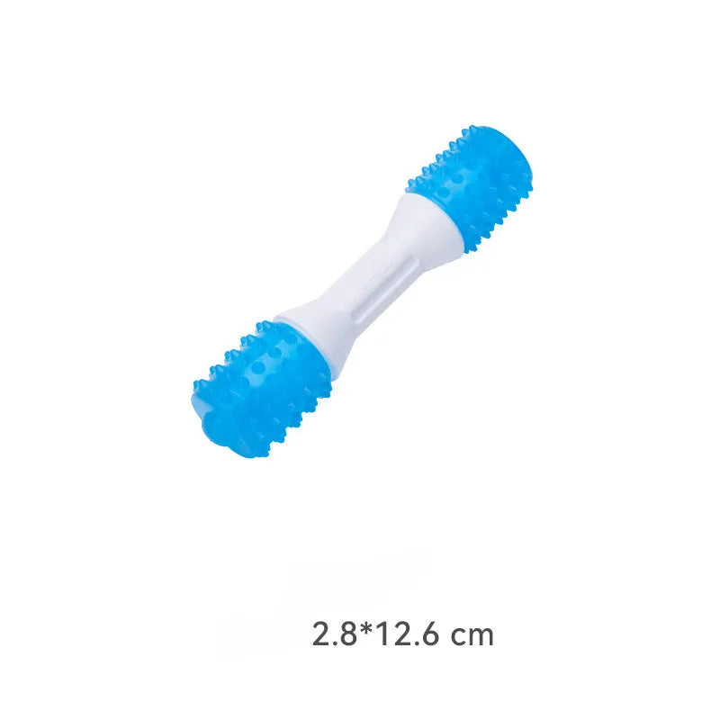 Dual-colour puppy teething chew toy made of safe TPR and PU rubber for dental health
