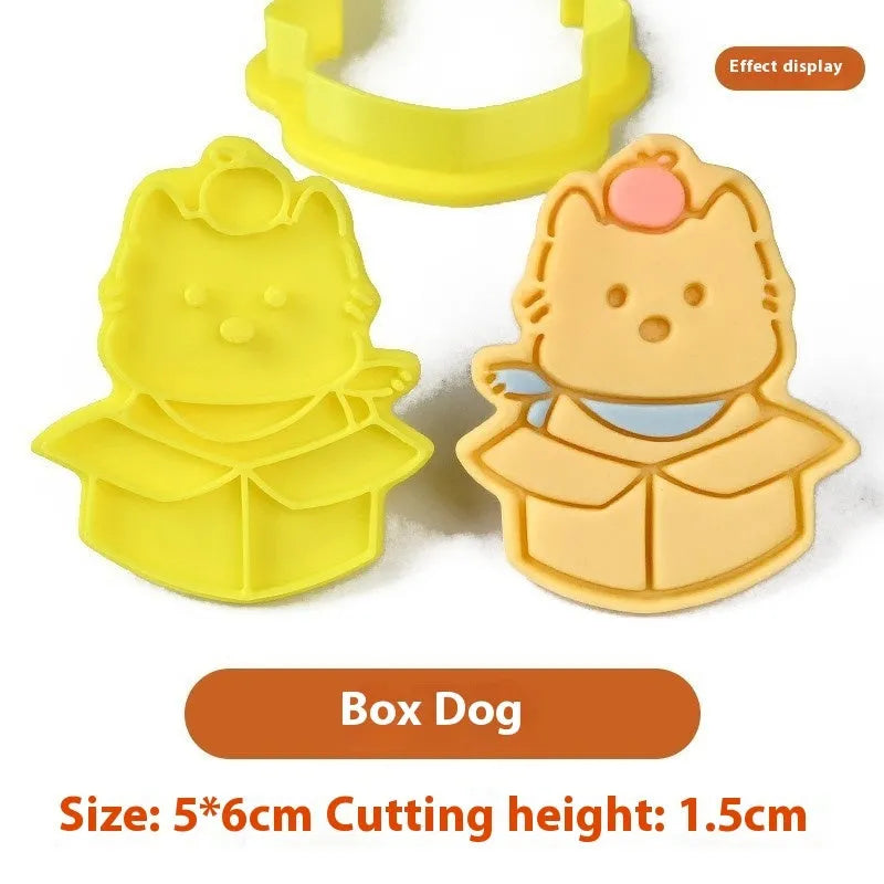 Three-dimensional plastic pet biscuit mould with cartoon puppy designs