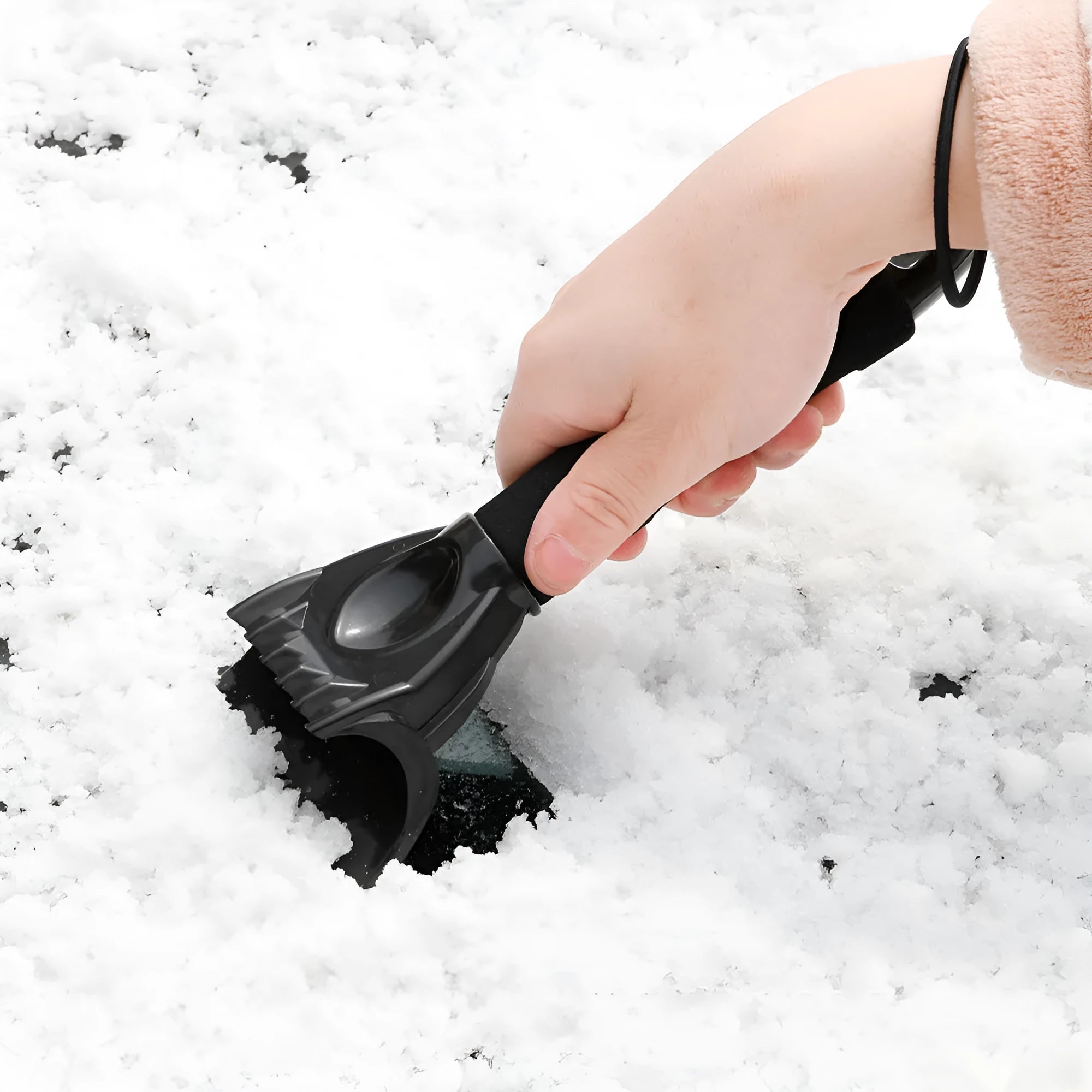 Handheld snow removal shovel for car windscreen and body in ABS+EVA, 25.5 x 9.5 cm, available in black